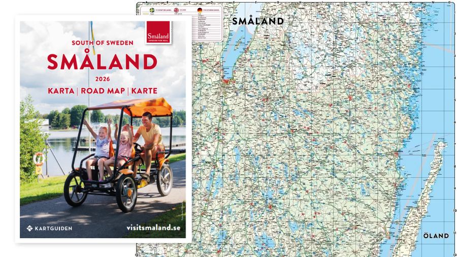 Framsida och insida av Smålandskartan