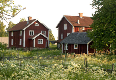 Röda stugor i Åsens by, Småland